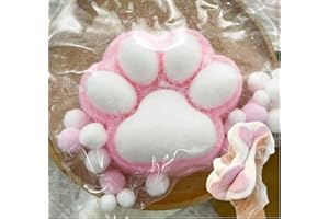 KOUJUT Taba Squeeze Toys Handmade Cat Paw Squeeze, 4 Inches Big FuFu Squeeze Paw, Cute Soft Squeeze Fidget Toys Squeeze Toys for Stress Relief (Pink)