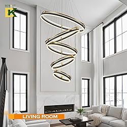 Benkut 5-Rings Modern LED Chandelier Black Gold