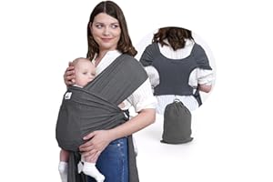Jeroray Baby Wrap Carrier Sling: Baby Wearing Wraps Newborn to Toddlers Infants Stretchy Easy to Wear Hands Free Plus Size,Grey