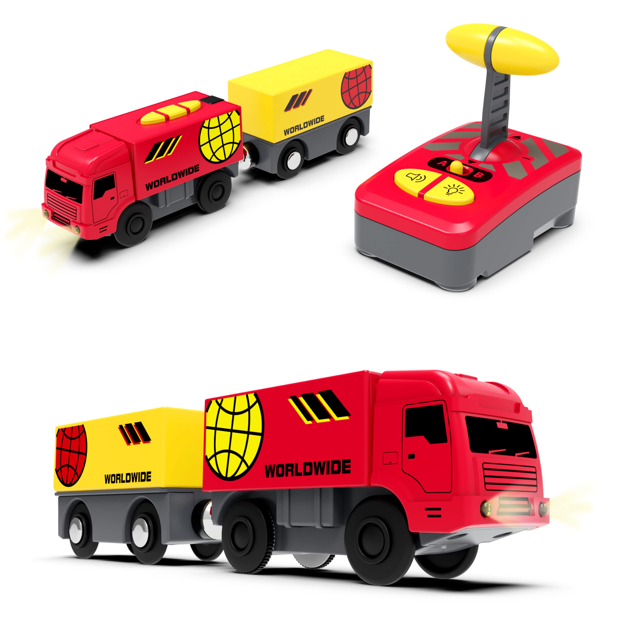 Train Toy for Toddlers, Battery Operated Locomotive Train with Magnetic Connection, Remote Control Train for Wooden Tracks, Compatible with Thomas, Brio, Chuggington