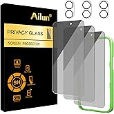 Ailun 3 Pack Privacy Screen Protector for iPhone 17 [6.3 inch]+ 3 Pack Camera Lens Protector with Installation Frame,Dynamic 
