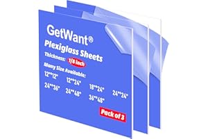 GetWant 3 Pcs 18x24 Clear Acrylic Sheets 1/8 Inch Thick Plexiglass Sheets 18x24 Ideal for Signs, Crafts, Windows Glass Replacement, Tabletops, LED Projects - 3mm - Cast