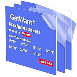 GetWant 3 Pcs 18x24 Clear Acrylic Sheets 1/8 Inch