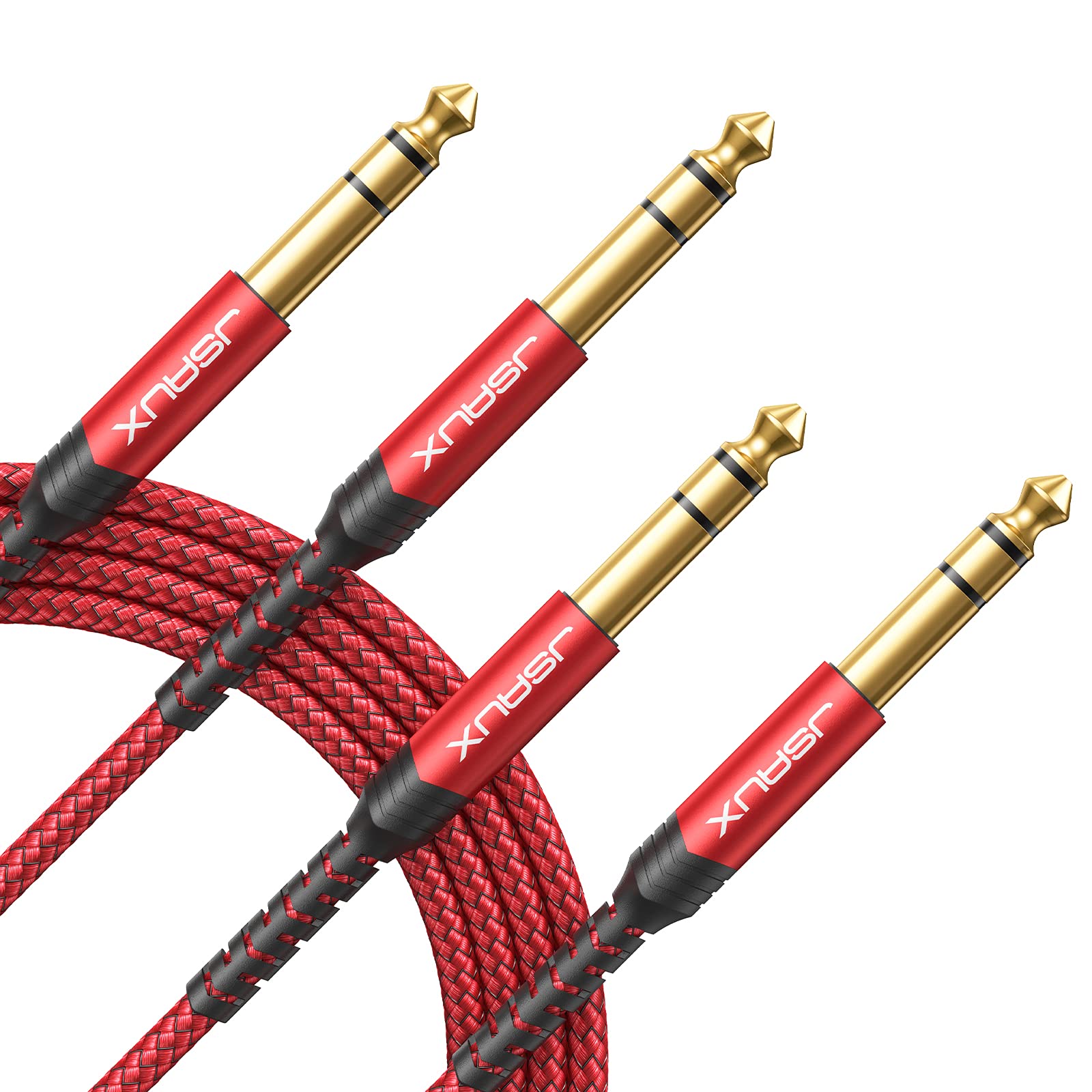 JSAUX 1/4 Inch Cable Guitar Balanced Cable [2-Pack 6.6ft], 1/4 TRS Jack ...