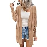 Arach&Cloz Women's Lightweight Cardigan Sweater Fashion Long Sleeve Summer Casual Outfits with Pocket Cozy Clouds