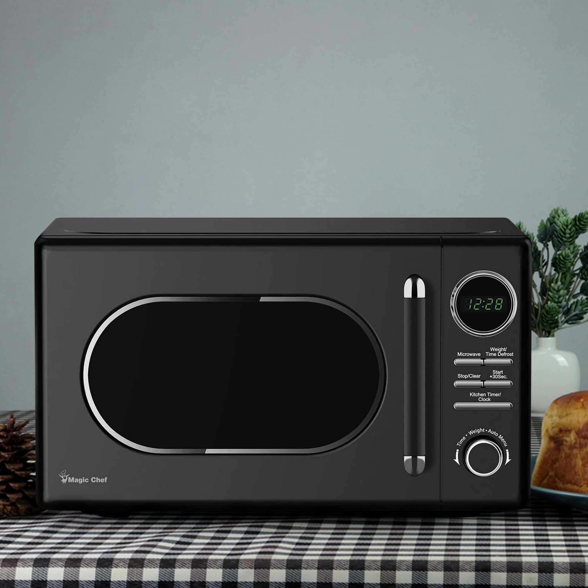 Magic Chef Countertop Microwave, Classic Retro Touch Small Appliance, 0.7 Cubic Ft, Black
