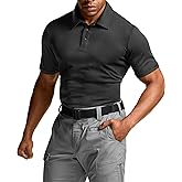 CQR Men's Polo Shirts, Tactical Short Sleeve Golf Performance Shirts, Lightweight Dry Fit UPF 50+ Pique