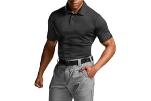CQR Men's Polo Shirts, Tactical Short Sleeve Golf Performance Shirts, Lightweight Dry Fit UPF 50+ Pique