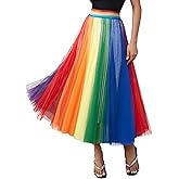Women’s Tulle Skirts Midi Elastic High Waist Pleated Mesh Flowy A-Line Party Long Tutu Skirts…