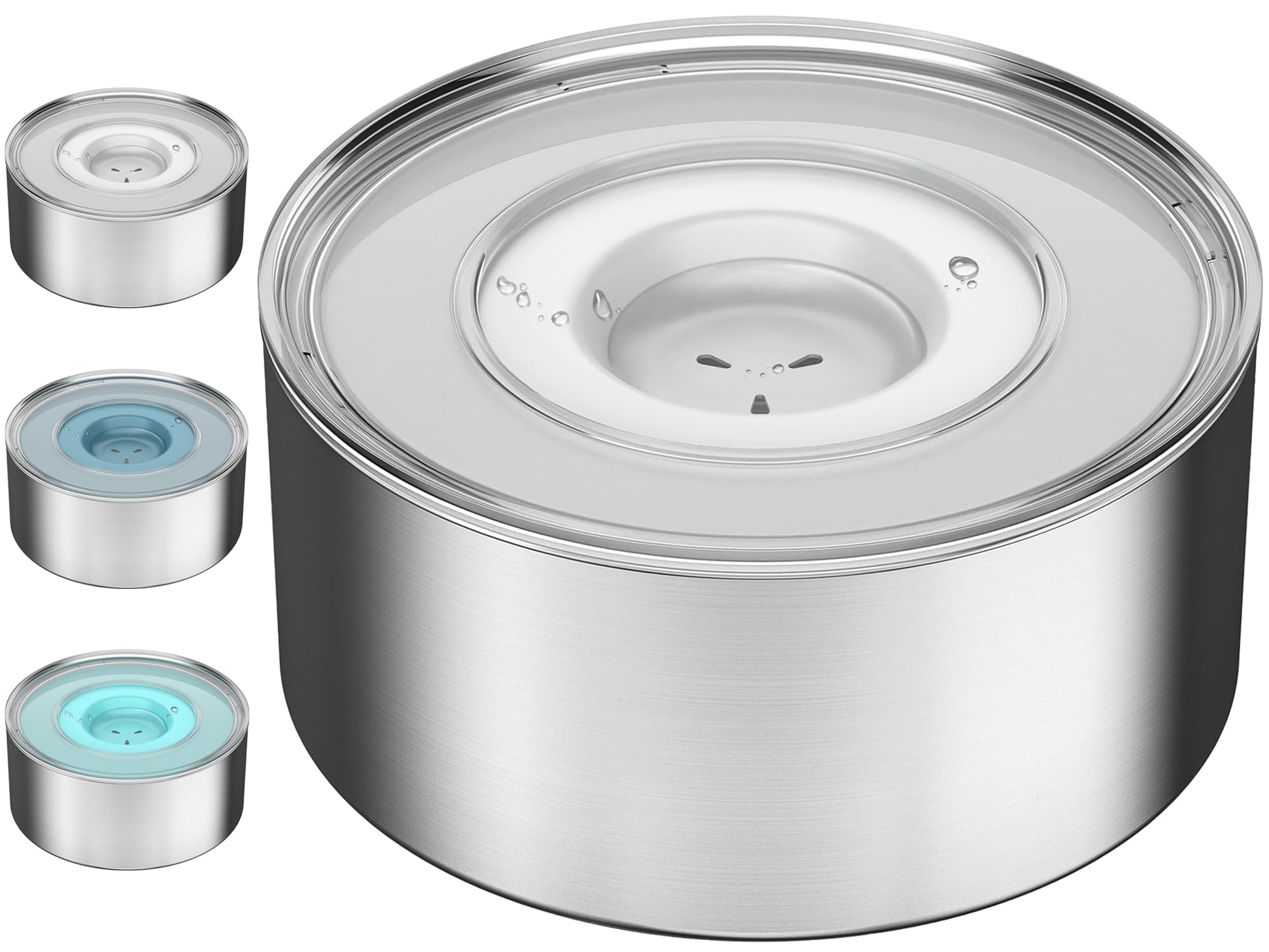 Photo 1 of 1Gallon Slobber Stopper Water Bowl for Dogs, US Patented Splash-Proof Paws Lid, 18/8 Stainless Steel, Anti-Slip Base, No Spill for Messy Large Medium Dogs, Ear Protection for Floppy-Eared Breeds