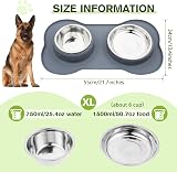 Pecute Double Stainless Steel Dog Bowls with Non-Slip Silicone Mats Grey (26 & view 7