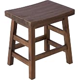 Alaterre Furniture Durango Solid Wood Rustic Single Bar Stool, Natural, 20&rdquo; | Backless Bar Stools with Saddle Seats, Dining Height Barstool for Kitchens, Entryways, Dining Room Seating, and Home Bar