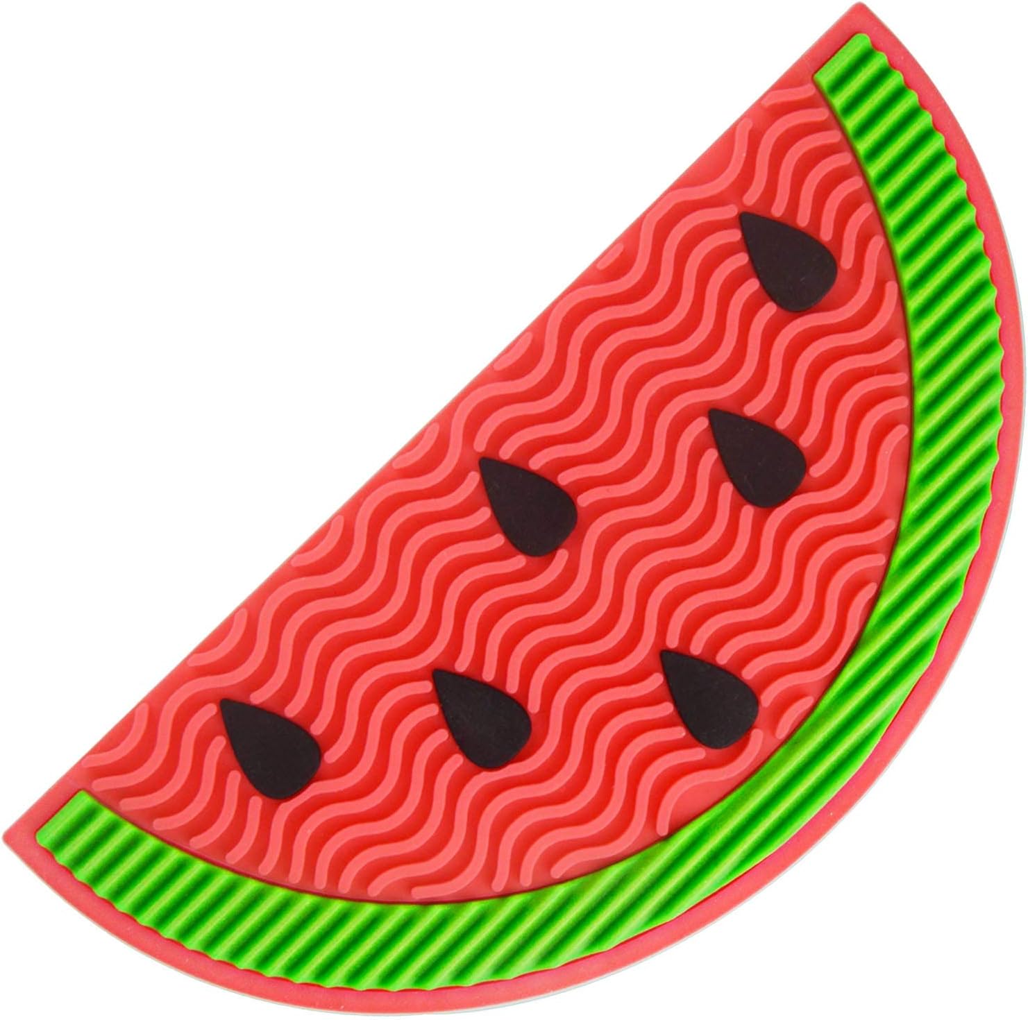 Silicone Makeup Brush Cleaning Mat, Makeup Brush Cleaner,Makeup Brush Cleaner Pad,Cosmetic Brush Cleaning Mat Portable Washing Tool Scrubber with Suction Cup (Watermelon shape)