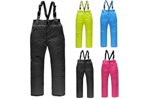 Snow Pants for Boys Girls Fleece Waterproof Snowboard Bib Pants Kids Windproof Insulated Warm Overalls Snowsuit