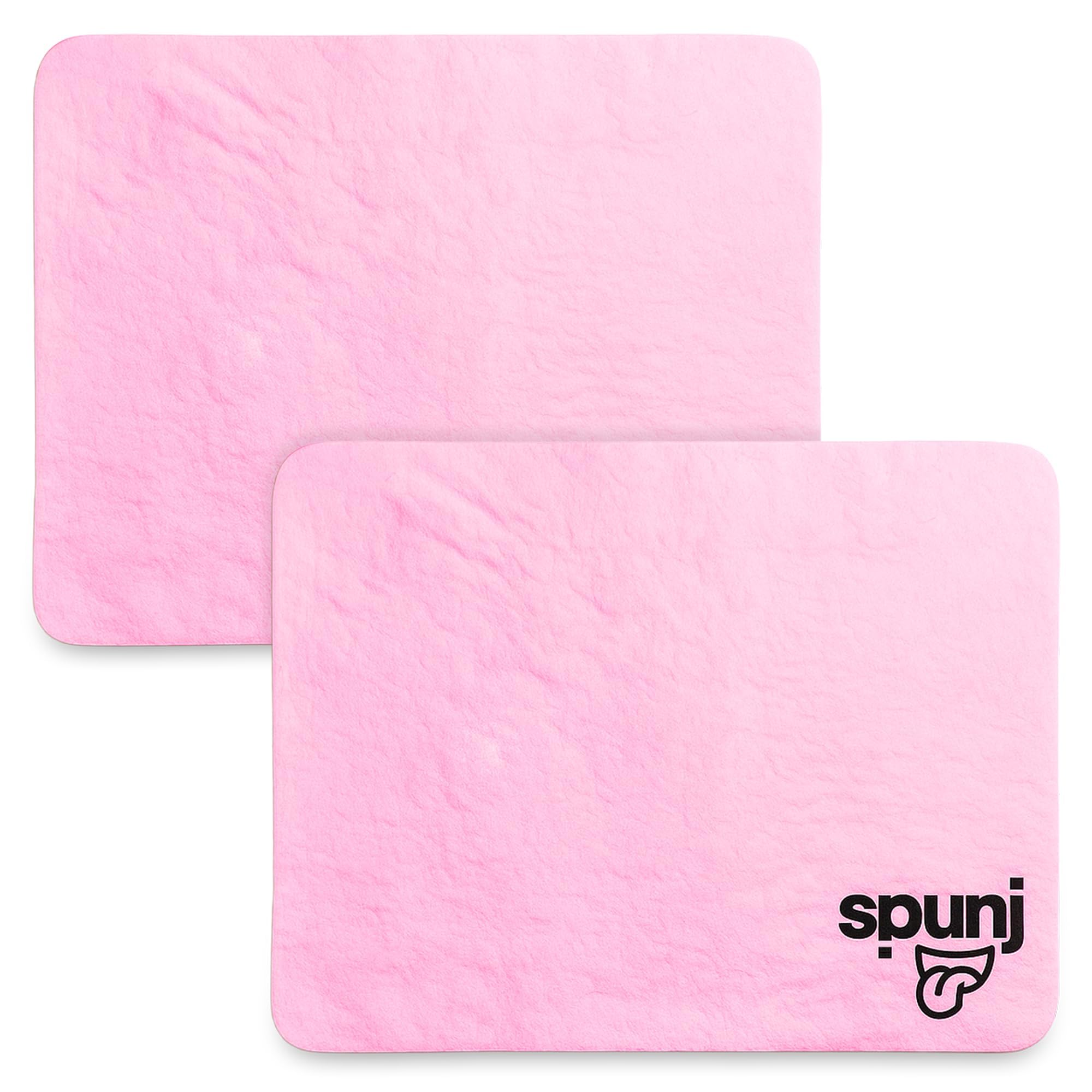 spunj 2pk Ultra Thirsty Sponge Kitchen Cloth Cleaning Pink, 32x42cm Super Absorbent Wipe for Home, Holds 7x Its Weight in Water, Reusable and Durable, Ideal for Home, Bathroom, and Household Cleaning