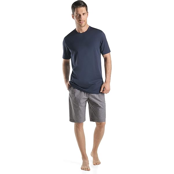 Hanro Men's Living Short Sleeve Shirt, Deep Navy, Small at Amazon