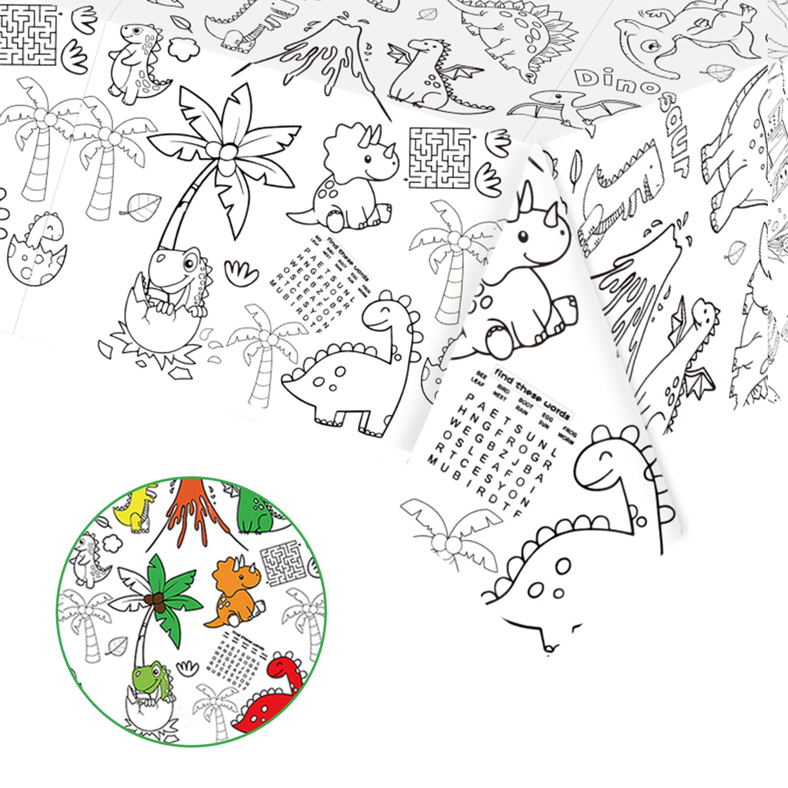 Coloring Tablecloth for Kids,137*274cm Giant Colouring Table Cloth,Paper Tablecloths Dinosaur Rectangular Table Cover for Parties,Art Coloring Educational Tablecloth Party Supplies for Boys Girls