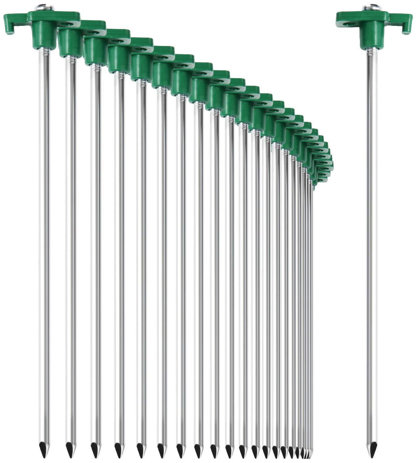 com-four® 24x Steel tent pegs - long and durable pegs with plastic mount for camping and outdoor - Tent pegs ideal for normal and hard ground