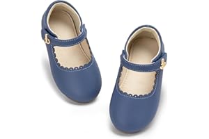 THEE BRON Toddler Girls Leather Mary Jane Shoes with Arch Support - Party Flats for Birthday & School