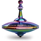 UFO Tops Roswell Metal Spinning Top - Cosmic Chrome Edition (Top and LightRay Base)