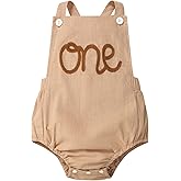 IMEKIS Baby Girls Boys Boho 1st Birthday Outfit Backless Overalls Romper for Cake Smash Photo Shoot