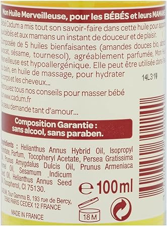 Bebe Cadum Huile Corporelle Mon Huile Merveilleuse 100ml Amazon Co Uk Baby Products