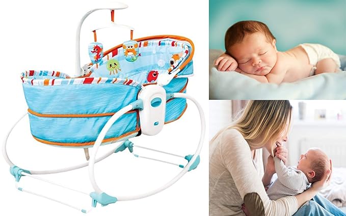 Gadgets Appliances Overnight Sleeping Vs Rock & Play 5 in 1 Rocker Bassinet Set for Kids Play to Sleep Sky Blue
