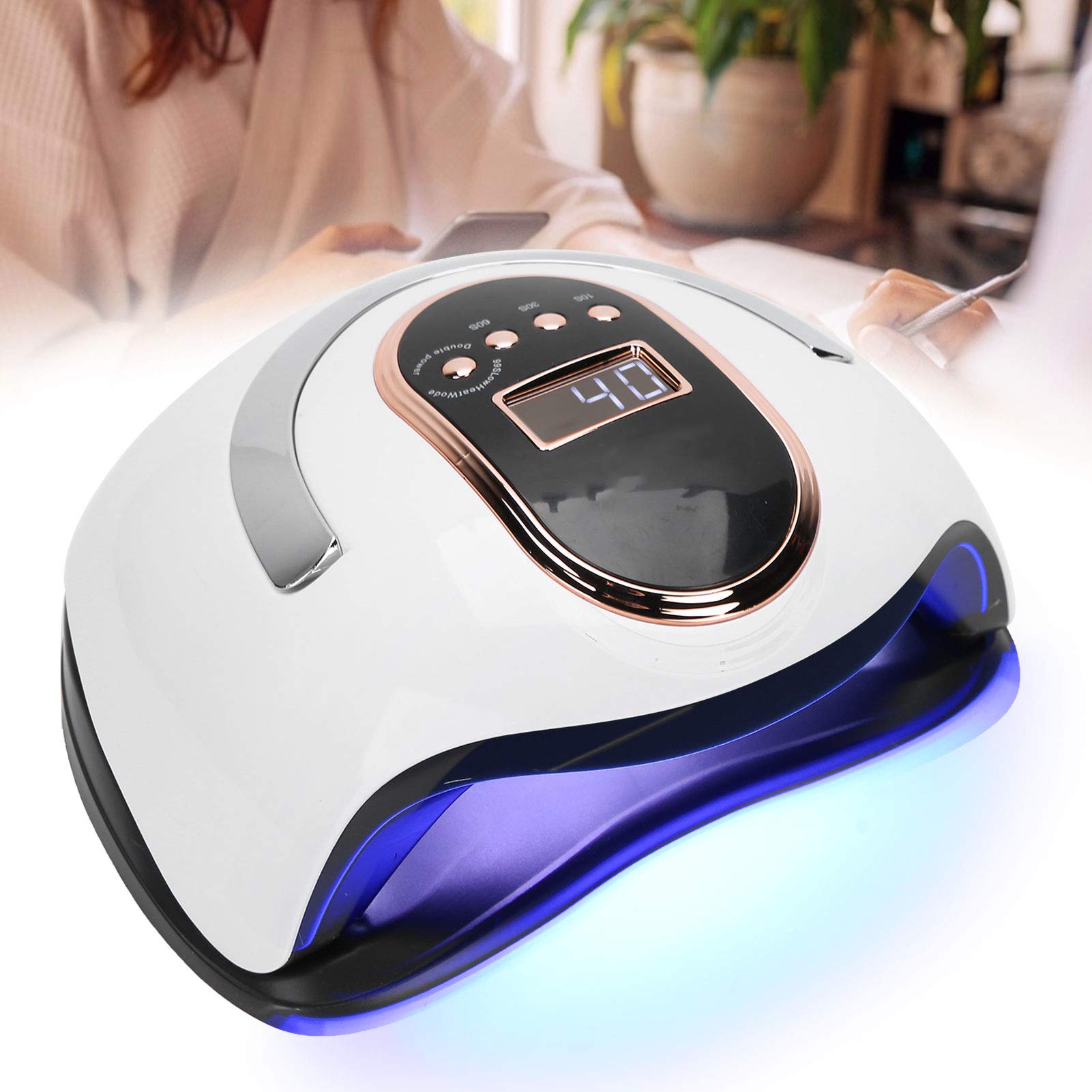168W LED UV Nail Lamp, Portable Fast Curing Gel Polish Nail Dryer with Handle for Salon and Home Use, Manicure Pedicure Nail Art Machine(UK)
