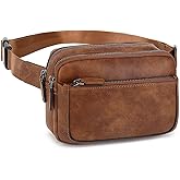 Fanny Packs for Women, Leather Vegan Belt Bag Crossbody Waist Bag Adjustable Strap, Large Fashion Everywhere Belt Bag, Brown