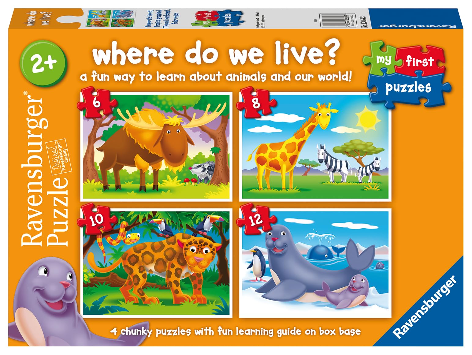 Ravensburger Where Do We Live My First Jigsaw Puzzles for Kids 2 Years Up - 2, 3, 4 & 5 Pieces - Educational Toys for Toddlers