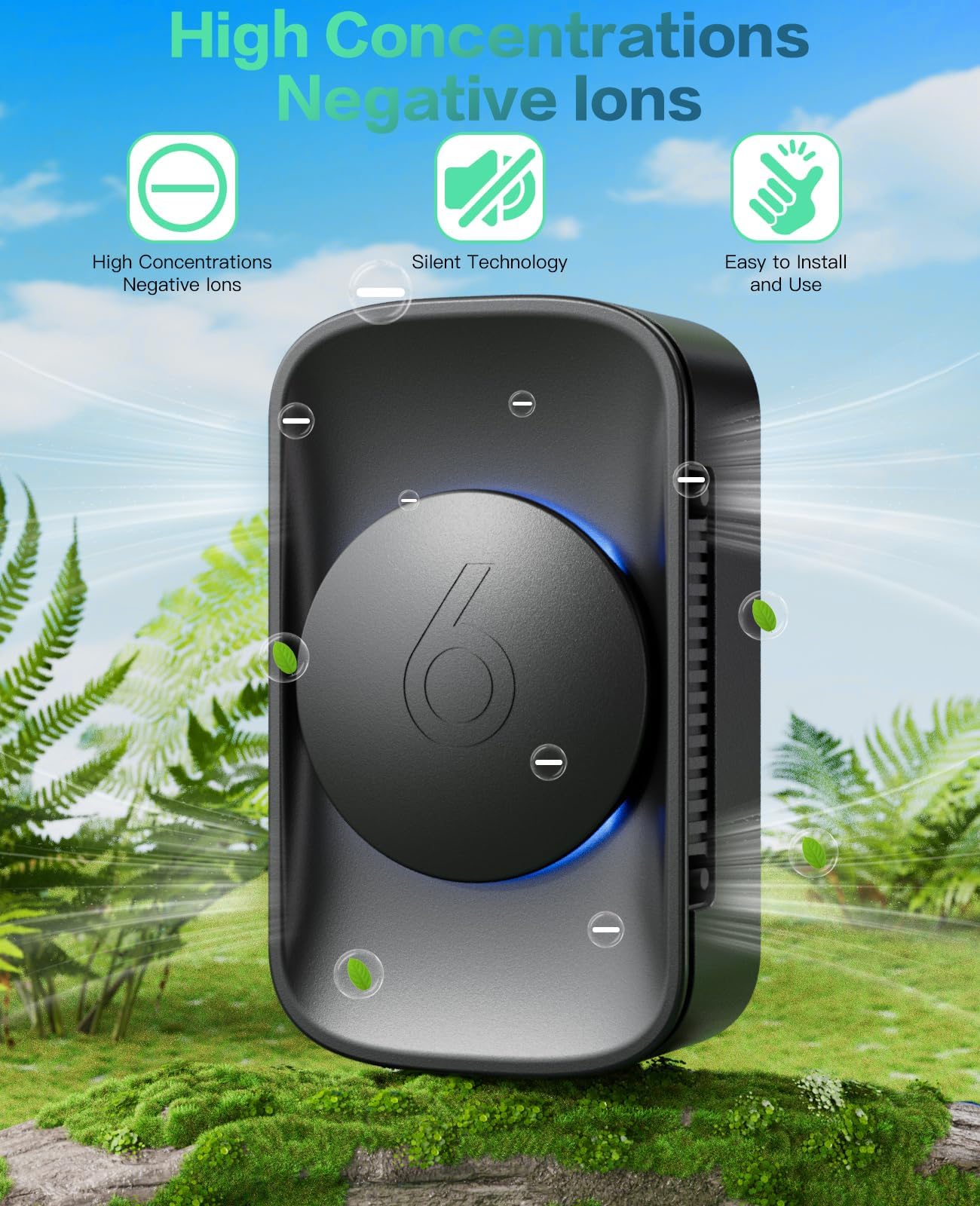 Ionic Air Purifier, Air Ionizers for Home, Portable Negative Ion Generator, Air Freshener Plug In, Ionizer Air Purifier Ozone, Cat Odor Eliminator, Air Ionizer Purifier for Dust, Pet Kitchen Odor