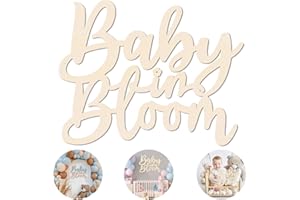 FOCAL20 Wooden Baby Bloom Sign for Backdrop - 16'' Baby Shower Decor for Boy or Girl Gender Reveal Party Supplies and Photography Decor