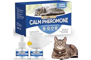 NECALON Cat Pheromones Calming Diffuser, Effective Cat Anxiety Diffuser, Cat Calming Diffuser Kit with Diffuser Head and 2 x 48ml Vials, Professional Stress Relief for Pet Anxiety