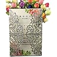 50 Sets 250GSM Silver Glitter Laser Cut Wedding Invitations Cards With Envelopes Inserts Birthday Greeting invites cards Bridal Shower 5X7