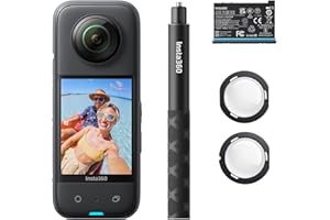 Insta360 X3 Starter Bundle - Waterproof 360° Camera with 1/2 Inch Sensor, 5.7K 360°, 72MP 360° Photos, Stabilisation, 2.29" T