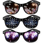 3Pcs Diffraction Glasses, 3D Prism Rainbow Heart Star Effect Light Refraction Glasses for Edm Party - Women Men Rave