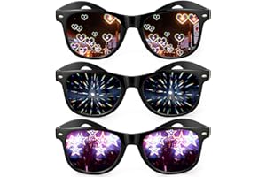HIFOT 3Pcs Diffraction Glasses, 3D Prism Rainbow Heart Star Effect Light Refraction Glasses for Edm Party - Women Men Rave
