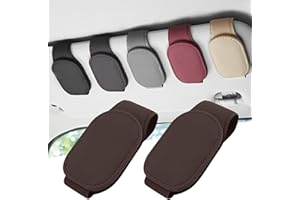 AVERZELLA 2-Pack Magnetic Eyeglass Holder for Car Visor,Car Accessories Premium Full Leather Magnetic Sunglass Holder for Car Visor Clip,Sunglass Holder for Car Sun Visor Accessories(Mocha)