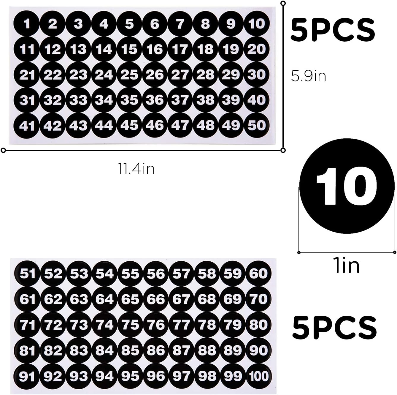 LUTER 10 Sheets Number Stickers 5 Sets of 1-100 Vinyl Number Sticker Waterproof Labels for Sorting Organizing, Storage Boxes - Image 3