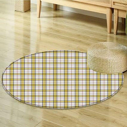 Tapis Rond Pour Chambre à Coucher Avec Bandes Croisées