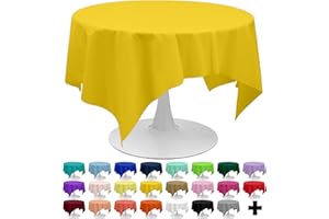 PARTY ULYJA Yellow Tablecloths Plastic 3 Pack Premium 84 Inches Disposable Table Covers Decorative Table Cloths for Round Dinning Kitchen Tables