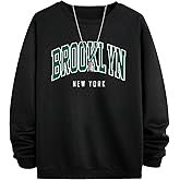 SHENHE Men's Oversized Crew Neck Graphic Letter Long Sleeve Sweatshirt Pullover Top