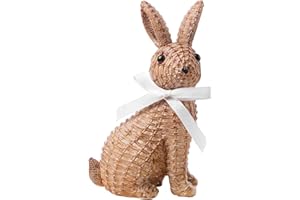 Zensounding Easter Rabbit Decorative Ornament Resin Vine Weaving Effect Rabbit Sculpture Easter Party Decoration Easter Gift (8.1in Brown Seat)