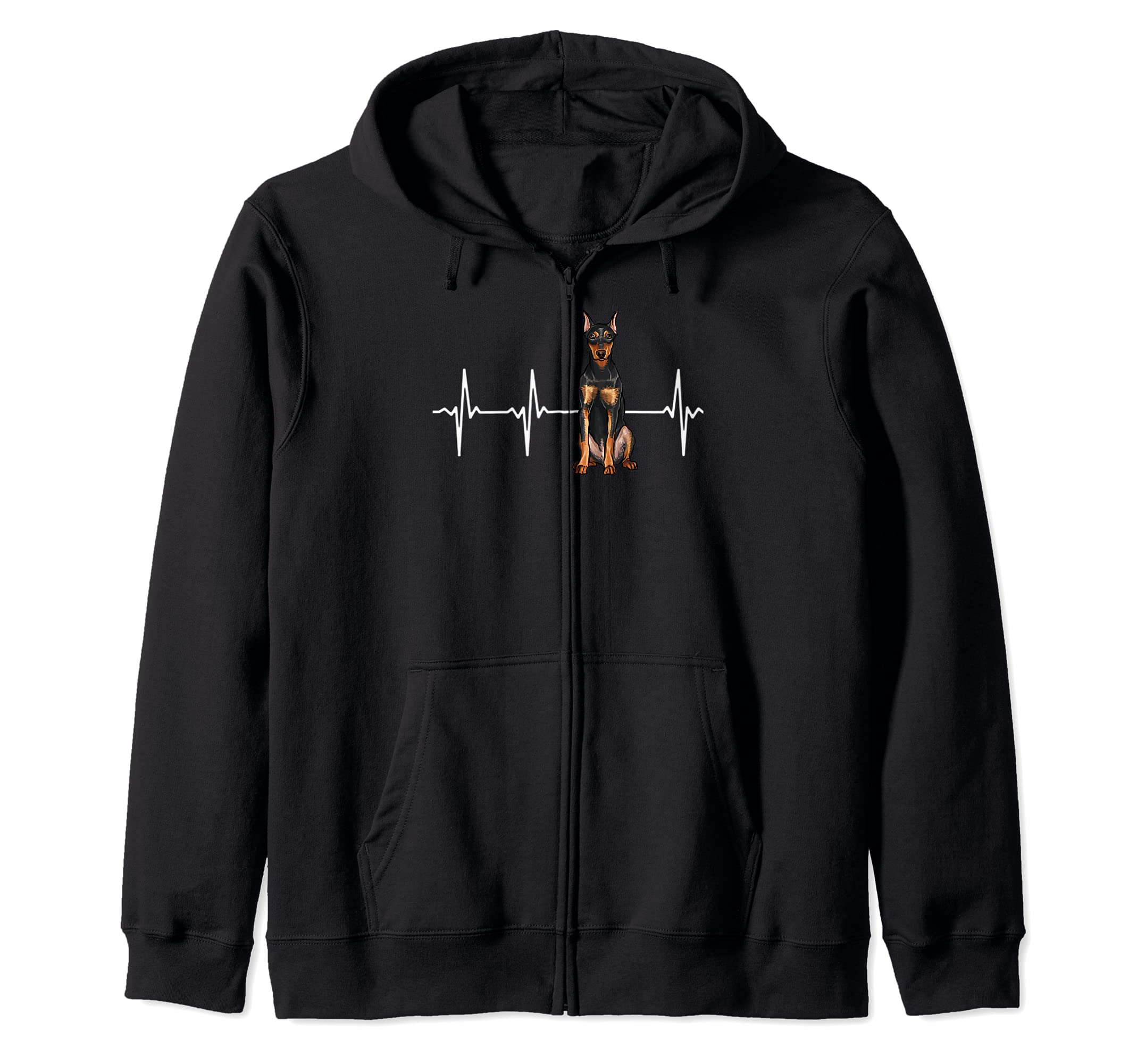 German Pinscher Heartbeat Dog Lover Zip Hoodie