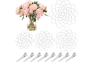 welltop Flower Arrangement Holder, 4PCS Floral Grid for Vase with 8PCS Fixing Clips, Metal Flower Insert Lid Arranger Wire Flower Arranging Tool for Floral Stems Bouquets Plant Fixation 4/5/6/7Inch