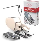 Open Toe Walking Foot with Guide &ndash; Compatible with Brother Sewing Machine, 7mm Low Shank Attachment, Bonus 1/4 Inch Quilting Foot