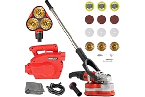 CUBQUANTNESTARS Electric Diamond Polisher Machine with Extendable Handle & Vacuum Port, 6-Speed Concrete Grinder for Dustless Floor and Wall Grinding, Epoxy, Paint, Stone, Cement, and Metal Surface Removal