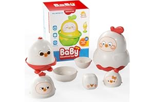Dimoarch Nesting Dolls for Toddlers 1-3 Cute Fruit Animal Stacking Toy Cups Interactive Sensory Sorting Game Fun Birthday Gifts for Boys and Girls 18 Months+ (White)