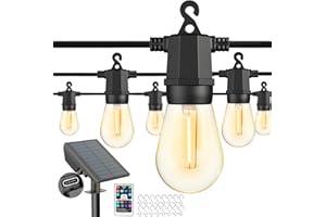 CKCOEO Solar Outdoor Lights, 48FT Shatterproof Solar String Lights Outdoor Waterproof, 8 Lighting Modes Solar Outdoor String Lights with Remotes & USB Port,Solar String Lights for Outside Bistro Party Patio
