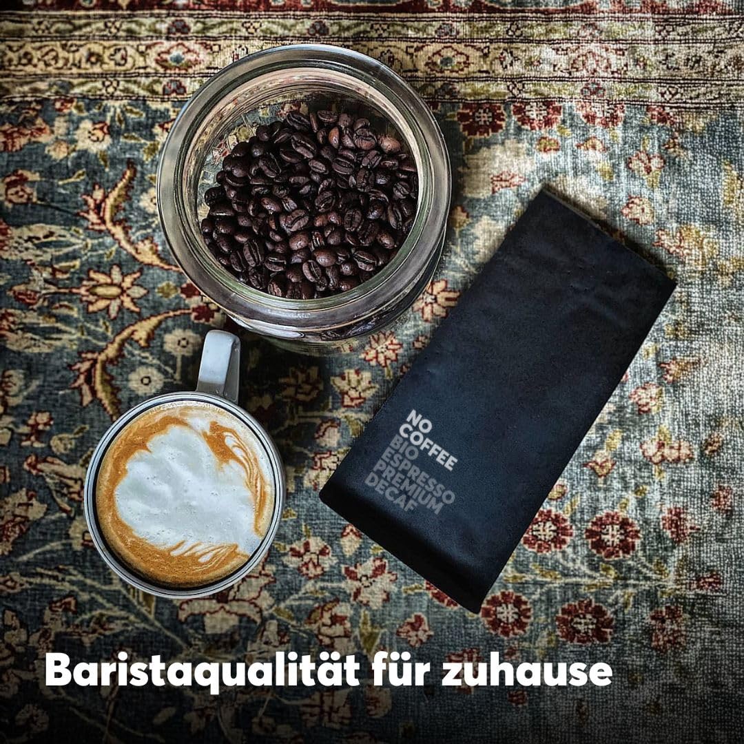 No Coffee® – No Espresso Premium Bio Espresso Bohnen entkoffeiniert (1kg) | Entkoffeiniert mit Wasser | Koffeinfrei, schmeckt aber wie dein Lieblingskaffee | Kaffeebohnen koffeinfrei 5